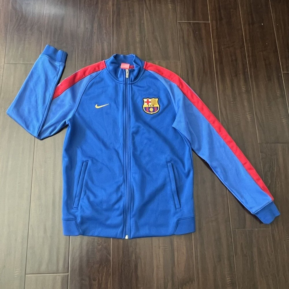 Nike Fc Barcelona Mens Medium Track Zip up Jacket in Blue